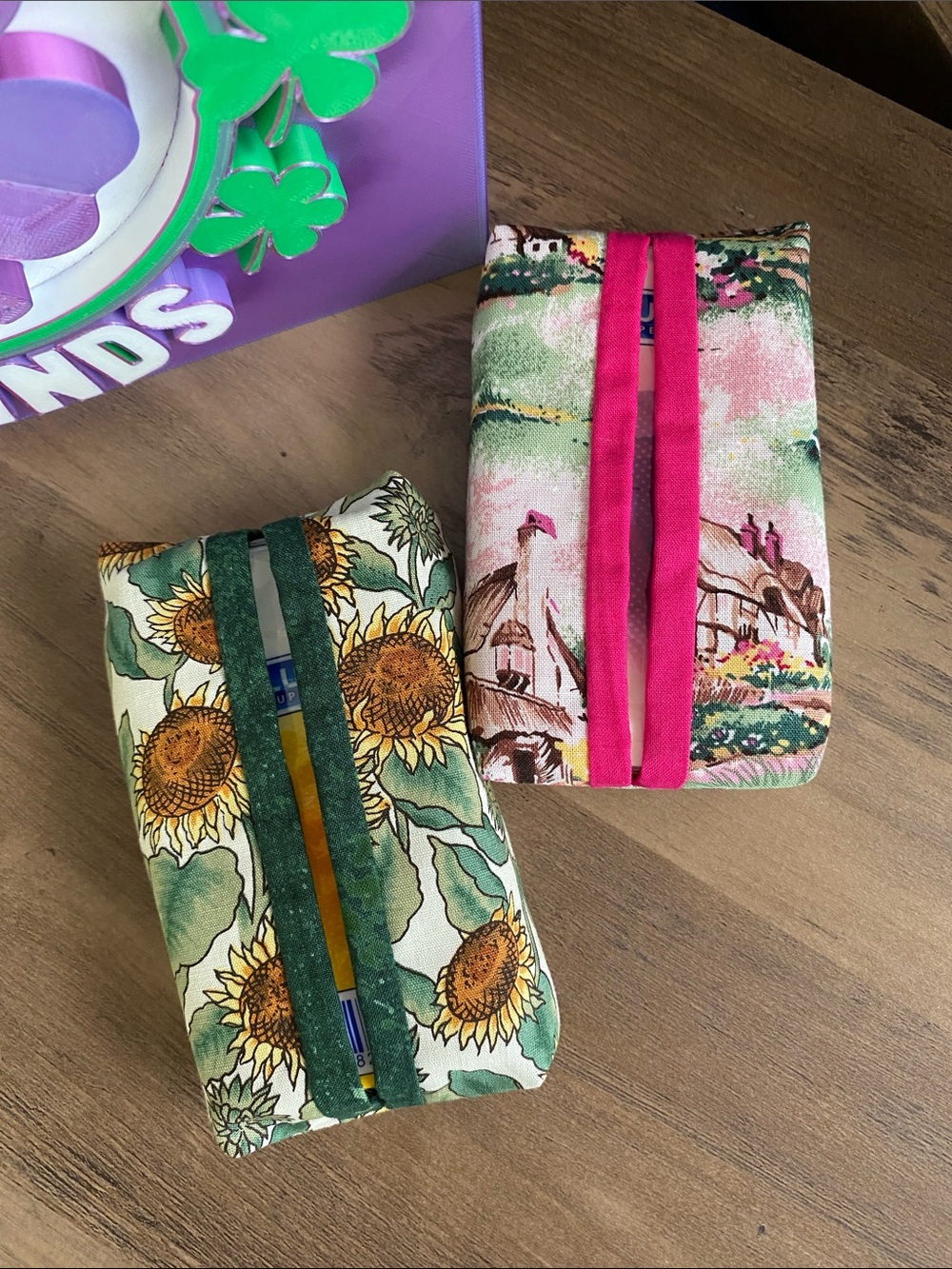 Handmade Fabric Tissue Holder (one)  with tissues